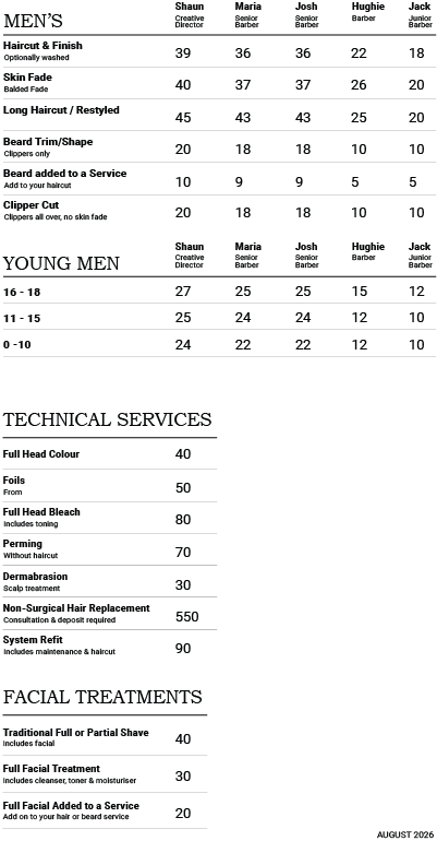 FG MAN Price List - August 2026